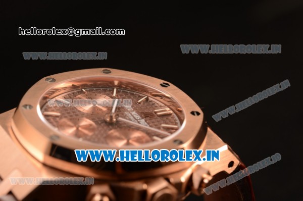 Audemars Piguet Royal Oak Chrono Rose Gold Case With Brown Dial 7750 Automatic Brown Leather 26331OR.OO.D821CR.01 - Click Image to Close